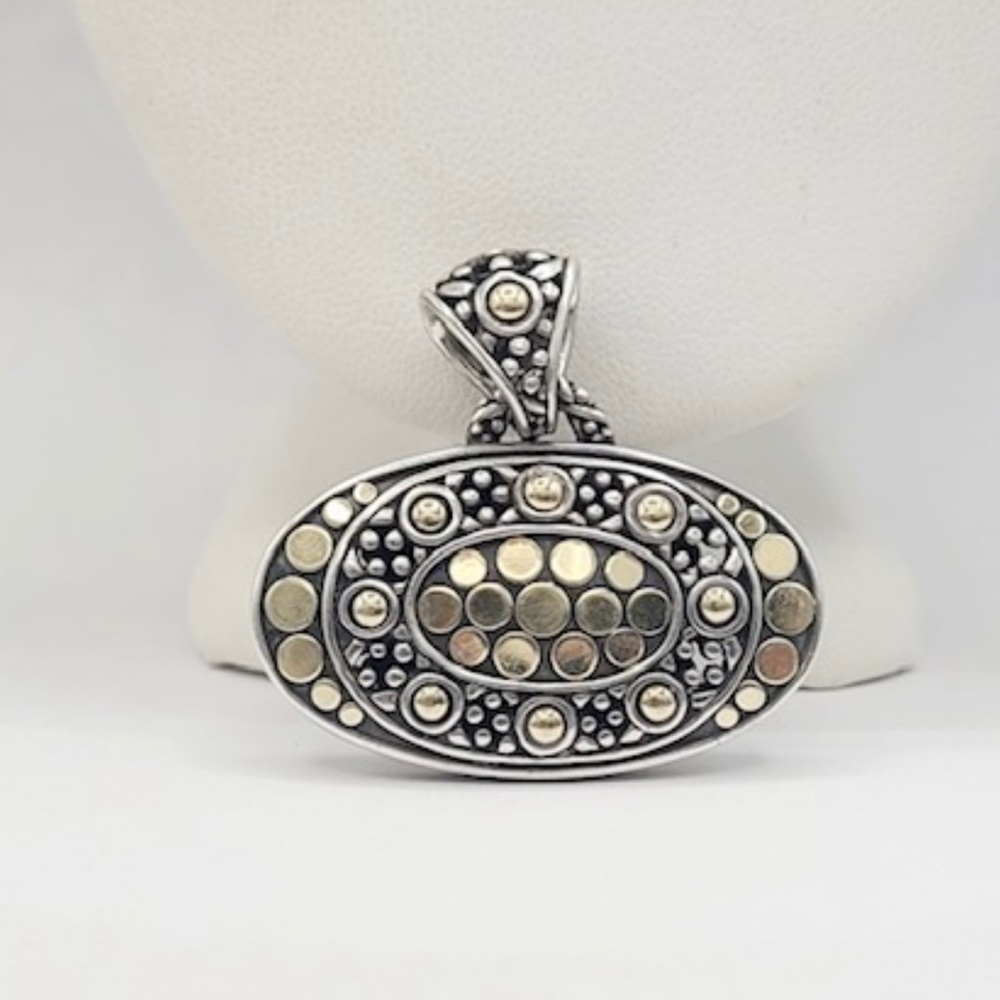 John Hardy Dot Wide Oval Pendant With Gold